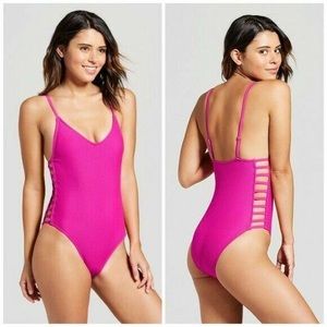 Magenta Cutout Sides One Piece Swimsuit